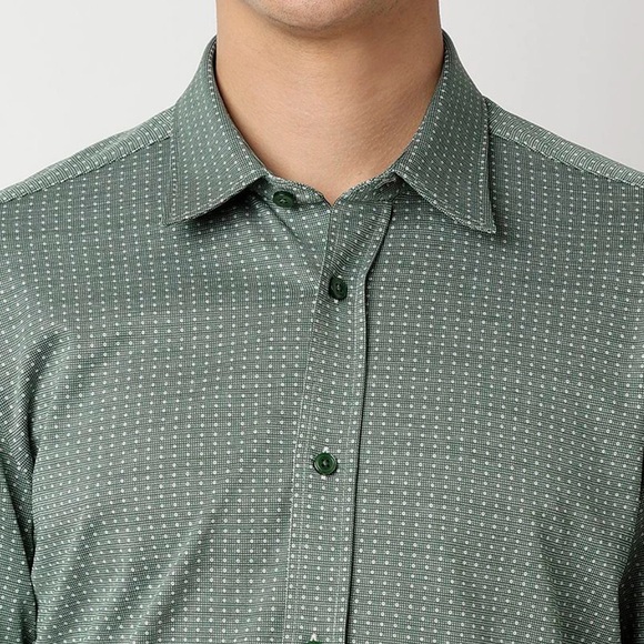 BOSS | Open Green Printed Slim Fit Shirt - Picture 3 of 12